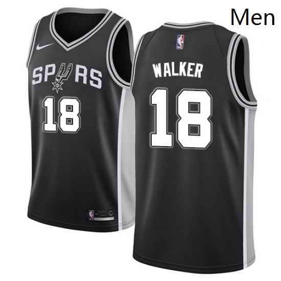 Mens Nike San Antonio Spurs 18 Lonnie Walker Swingman Black NBA Jersey Icon Edition